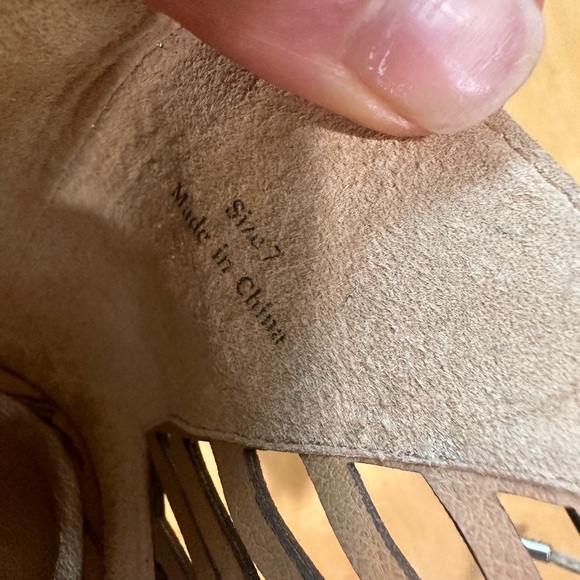 Dolce Vita Linsey Tan Suede Leather Lace Up Cork Wedge Sandals Size 7 - Picture 6 of 10